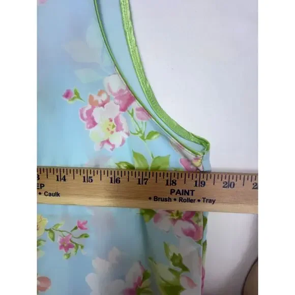 Oscar De La Renta Pink Label Women's Size Med Blue Floral Print Lounge Set - Picture 4 of 14